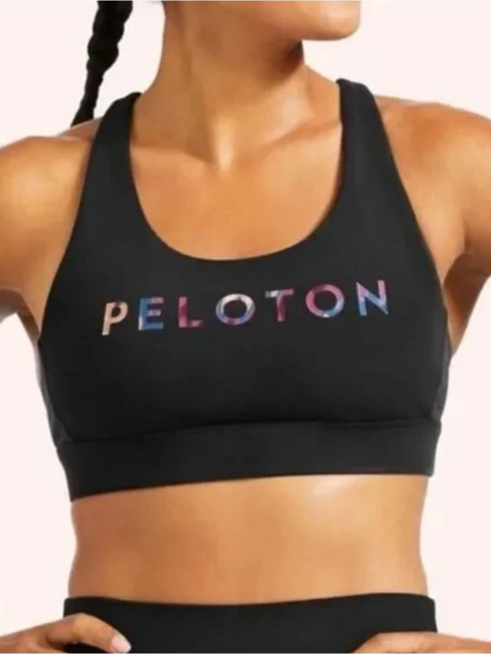Peloton Black Sports Bra with Multicolor Logo